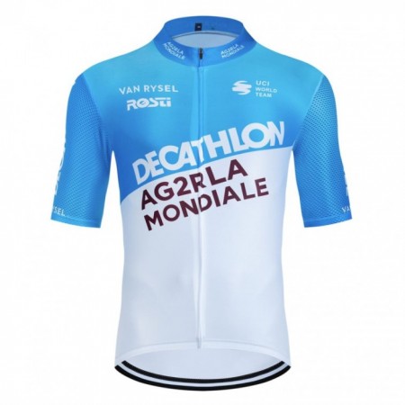 Maglia 2024 Decathlon Ag2r Manica Corta Blu Bianco Maglia 2024 Decathlon Ag2r Manica Corta Blu Bianco